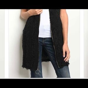 V neck fur vest